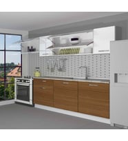 Decoraktiv Ekol 240 MDF Hazır Mutfak Dolabı - Tezgah Dahil - Parlak Beyaz (Beyaz - Ceviz)