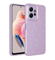 Xiaomi Redmi Note 12 4G Kılıf Kamera Korumalı Simli Lüks Işıltılı Silikon (Lila)