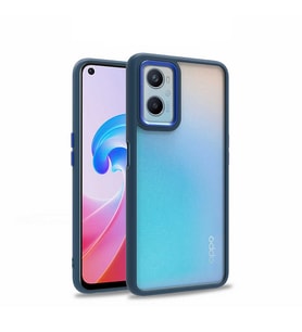 Oppo A76 Kılıf Zore Flora Buton,Kenar Çevresi Renkli Kılıf (Mavi)