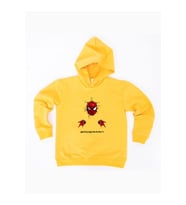 Spiderman baskılı örümcek adam kapüşonlu pamuklu kumaş çocuk sweatshirt (Sarı)