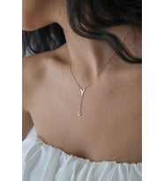 Kişiye Özel 925 Ayar Gümüş Harf Sallantılı Yıldız Kolye (Gold)