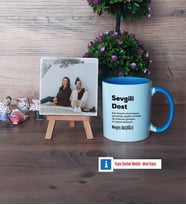 Arkadaşa Hediye Fotoğraflı Dekoratif Taş, Kupa Bardak Beyaz Hediye (Model 4)