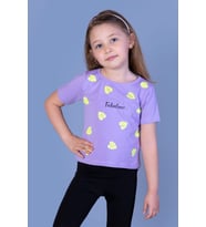 Toontoy Kız Çocuk Yaprak Desenli Fabulous Baskılı Tişört (Lila)