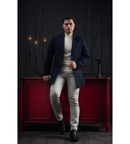 Advante Slimfit Kırlangıç Yaka Düğme Kapamalı Erkek Kaşe Kaban (Lacivert)
