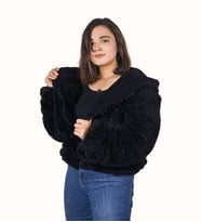 Kadın Fermuarlı Peluş Ceket (Siyah)