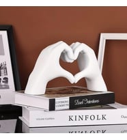 Dekoratif Modern İskandinav Tarz Kalp El Heykel Ev Dekorasyon Aşk Sevgili Hediye (Beyaz)