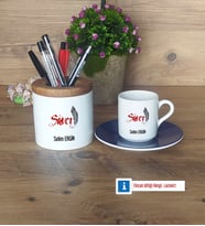 Savcı Hediyeleri Türk Kahvesi Fincanı Kırmızı, Kalemlik Kişiye Özel Hediye (Model 2)