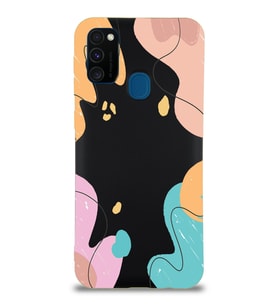 PrintiFy Samsung Galaxy M30s Uyumlu Lansman Kılıf Karışık Renkler Tasarımlı İçi Kadife Kapak (Siyah)