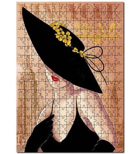 Cakapuzzle New York Zeminde Sarı Çiçekli Şapkalı Kadın Puzzle Yapboz MDF (Ahşap) (1000 Parça)