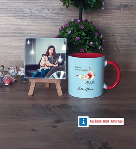 Anneye Hediye Fotoğraflı Dekoratif Taş, Kupa Bardak Beyaz Hediye (Model 2)