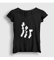 Presmono Kadın Sarı Pieces Chess Satranç T-Shirt 337893tt (Siyah)