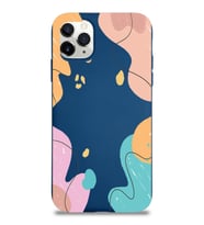 PrintiFy Apple iPhone 11 Pro Uyumlu Lansman Kılıf Karışık Renkler Tasarımlı İçi Kadife Kapak (Lacivert)