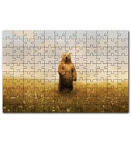 Cakapuzzle Sisli Çayırda Ayakta Duran Boz Ayı Puzzle Yapboz MDF (Ahşap) (500 Parça)