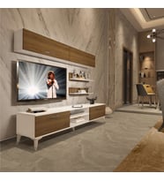 Decoraktiv Eko 5 Mdf Dvd Silver Tv Ünitesi Tv Sehpası - Parlak Beyaz (Beyaz - Pera)