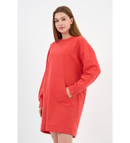 Kadın Kanguru Cepli Oversize Tunik (B24-00225) (Kırmızı)