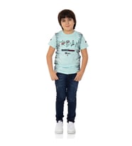 Toontoy  Erkek Çocuk T-shırt Çocuk Urban Baskılı (Turkuaz)