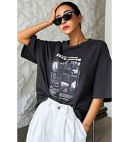 Unisex KeepGoing Baskılı Tasarım Tshirt (Siyah)