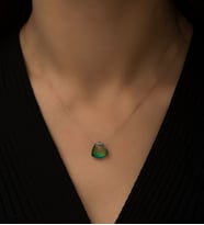 Renk Değiştiren Doğal Taşlı His Taşı Gümüş Kalp Kolye (Rose)