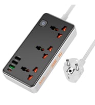 HOCO AC8A 2500W 3 Priz + 3 USB + 30W Type-C Multifonksiyonel Priz Çoğaltıcı Şarj Aleti (Siyah)