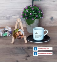 Sevgiliye Hediye Türk Kahvesi Fincanı Ahşap Altlıklı ve Fotoğraflı Ahşap Anahtarlık Hediye (Model 7)