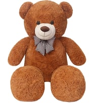 90 cm Rengarenk Papyonlu Peluş Ayıcık - % 100 YERLİ (Kahverengi)