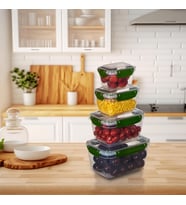 4'lü Master Dikdörtgen Saklama Kabı (550 ml - 1000 ml - 1800 ml - 3000 ml) (Yeşil)