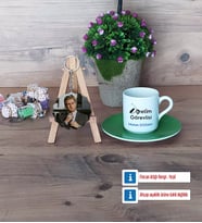 Öğretim Görevlisi Türk Kahvesi Fincanı Ahşap Altlıklı ve Fotoğraflı Ahşap Anahtarlık Hediye Öğretmenler Günü Hediyesi (Model 9)