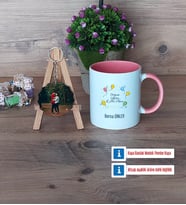 Doğum Günü Hediyesi Kupa Bardak Beyaz ve Fotoğraflı Ahşap Anahtarlık Hediye (Model 6)