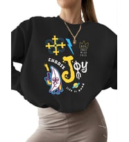 bisiklet yaka erkek Sweatshirt unisex 3 iplik şardonlu kalın Bej kadın Sevinci seçin Baskılı (Siyah)