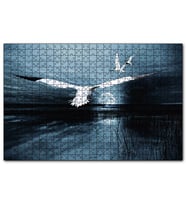 Cakapuzzle  Gece Ay Göl Balıkçı Kuşları  Puzzle Yapboz MDF (Ahşap) (255 Parça)