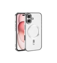 Apple iPhone 16 Plus Kılıf Kamera Lens Korumalı Renkli Magsafe Şarj Uyumlu Şeffaf Silikon (Titanyum Parlak)