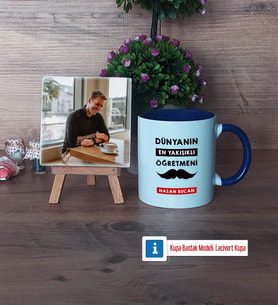 Erkek Öğretmene Hediye Fotoğraflı Dekoratif Taş, Kupa Bardak Beyaz Hediye (Model 3)