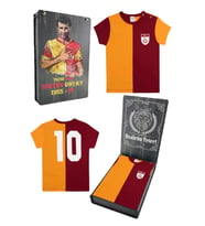 Galatasaray Orijinal Metin Oktay Sarı Kırmızı Unisex Bebek T-shirt Ahşap Kutulu (Kırmızı-Sarı-Geçişli)