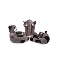 TOKKO Lüks Üçlü set - Bebeyatmaz + 60 Cm Uyku Fili + Peluş Ayıcık - Antibakteriyel 3'Lü Set (Gri - Siyah)