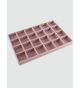 24 Bölmeli Malzeme Tablası Yüzük Tablası (Pembe)