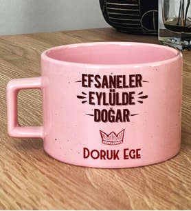 Kişiye Özel Efsaneler Eylülde Doğar Hediye Pastel Fincan Doğum Günü Hediyesi (Pembe)