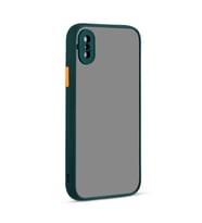 Apple iPhone X Kılıf Zore Hux Düğme ve Kapak Zıt Renk Kılıf (Koyu Yeşil)