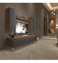 Decoraktiv Eko 7 Mdf Std Krom Ayaklı Tv Ünitesi Tv Sehpası (Pera - Antrasit)