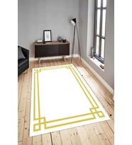 Dijital Baskılı Yıkanabilir Kaymaz Modern Renkli Salon Halısı Mutfak Halısı Yolluk ND-HY-1012 (Gold)