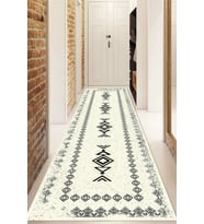 Dijital Baskılı Kaymaz Taban Yıkanabilir Modern Yolluk Ve Koridor Halısı NDU-SD-1045 (Krem)