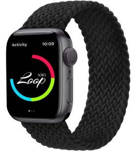 Apple Watch 44/45/46/49mm Kordon Medium Örgü Solo Loop Kordon 32 147mm 2/3/4/5/6 (Siyah)