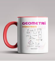 Kişiye Özel Geometri Öğretmeni Tasarımlı Siyah Renk Kupa Bardak 3 (Kırmızı)