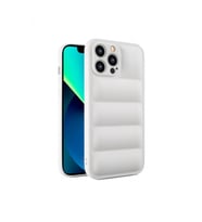 Apple İphone 14 PRO Uyumlu Puffer Silikon Kılıf Kamera Koruma Lens Korumalı Parlak Telefon Kılıfı (Beyaz)