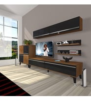 Decoraktiv Eko 6Y Mdf Std Silver Tv Ünitesi Tv Sehpası (Siyah - Ceviz)