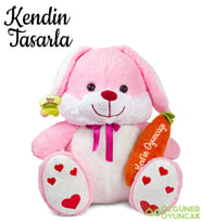 Kendin Tasarla 100 Cm Elinde Havuç Tutan Tavşan (Pembe)