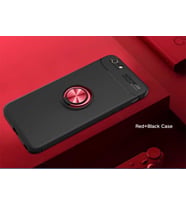 Uyumlu Model Apple iPhone 6 6S Kılıf Yüzüklü Magnetli Ravel Case (Siyah-Kırmızı)