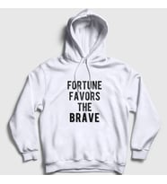 Presmono Unisex Beyaz Fortune Favors The Brave Kapüşonlu Sweatshirt 423419tt (Beyaz)