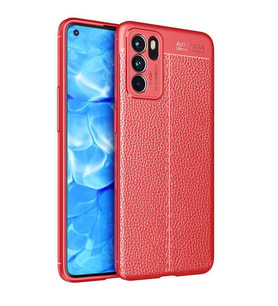 Oppo Reno 6 4G Kılıf Deri Tarzı Niss Silikon Case (Kırmızı)