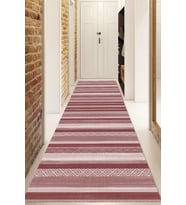 Dijital Baskılı Kaymaz Taban Yıkanabilir Modern Yolluk Ve Koridor Halısı NDU-HT-1002 (Bordo)