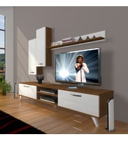 Decoraktiv Eko 7 Slm Dvd Retro Tv Ünitesi Tv Sehpası (Beyaz - Kahverengi)